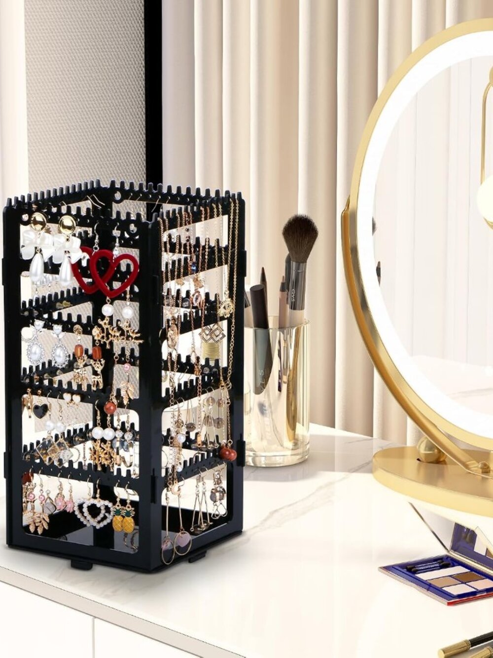 17Dec 360° Rotating 5-Tier Acrylic Earring & Jewelry Organizer Stand